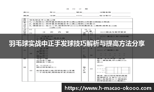 羽毛球实战中正手发球技巧解析与提高方法分享